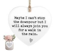 Heart-Shaped Friendship Gifts for Women,White Keepsake for Bestie,Acrylic Motivational Plaque with "Maybe I Can't Stop the Downpour" Message,Birthday Gifts for Friends,Thank You Gifts for Colleagues