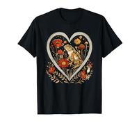 Heart Shaped Frog Cottagecore Aesthetic Mushroom Flower T-Shirt