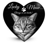 Heart Shaped Granite Memorial Plaques - Personalised Photo Plaques for Graves, Pet Bereavement Gifts, Dog Grave Marker, Cat Memorial Stone, Small Pet Headstone Memory Plaques with Quotes Dog Portrait