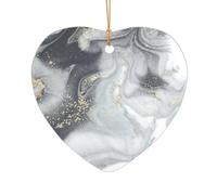 Heart Shaped Grey Marble Stripe Pendant, Transparent Acrylic Decoration, Christmas Tree Decoration Pendant.
