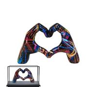 Heart-Shaped Hand Sculpture - Resin Colorful Resin With Love, Style Love Gesture Ornament, Colorful Painted Heart-Shaped Hand Sculptures, Pop Art Lovers Gesture Figurines, Home Tabletop Decor