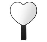 Heart-Shaped Handheld Mirror with Handle, Portable Travel Makeup Hand Mirror Decorative Mini Heart Cosmetic Lash Mirror for Women Girls Valentine's Day (Black)