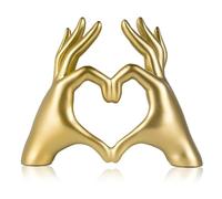 Heart-Shaped Hands Resin Figurine Gold, Elegant Home Decoration with Sculpted Detail, Gold Ornaments, Home Decor, Decorative Ornaments for Living Room, Shelf Display and Modern Interior Styling (Gold)