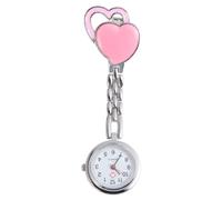 Heart Shaped Hanging Watch for Nurses, Pink Zinc Alloy Pocket Clock | Clip to Shirt Pockets, Fashion Decorative Accessory, Hands Free Timing for Staff and Clinical Rounds