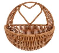 Heart-Shaped Hanging Woven Basket Wall Mount Storage Basket for Plants Indoor Outdoor Decorative Brown Rattan Style Organizer for Flower Pots