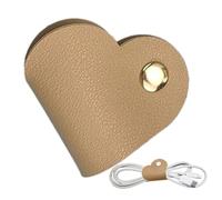 Heart Shaped Headphone Case - 12cm PU Leather Cute Earphone Organizer, Portable Cable Holder, Charging Storage Pouch | Gift Travel for Birthday Holiday Christmas Celebrations