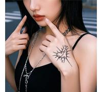 Heart-shaped | Herbal Temporary Tattoo With Dark, Broken Thorn Design, Waterproof, Rub-resistant, And Long-lasting For 2 Weeks. Fake Tattoos(2pcs)