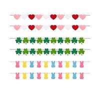 Heart Shaped Holiday Decoration Valentine Day Felt Banner 6 Pcs Banners Set Hearts Easter Bunny St Patrick's Shamrock Decorations for Home Wall Mantel 6pcs