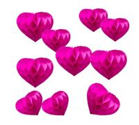 Heart Shaped Honeycomb Balls Party Decorations 10 Pieces 6" 8" Tissue Paper Pom Poms Flower Balls for Birthday Wedding Party Baby Shower Nursery Wall Decor (10pcs Rose Red)