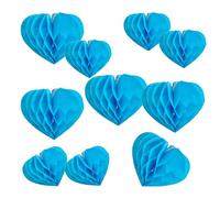 Heart Shaped Honeycomb Balls Party Decorations 10 Pieces 6" 8" Tissue Paper Pom Poms Flower Balls for Birthday Wedding Party Baby Shower Nursery Wall Decor (10pcs Blue)