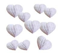 Heart Shaped Honeycomb Balls Party Decorations 10 Pieces 6" 8" Tissue Paper Pom Poms Flower Balls for Birthday Wedding Party Baby Shower Nursery Wall Decor (10pcs White)