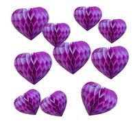Heart Shaped Honeycomb Balls Party Decorations 10 Pieces 6" 8" Tissue Paper Pom Poms Flower Balls for Birthday Wedding Party Baby Shower Nursery Wall Decor (10pcs Purple)
