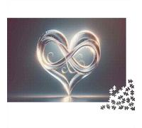 Heart Shaped Infinity Symbol 1000-Piece Puzzle for Adults, 52x38cm/1000pcs; White Cardboard for Simple Sorting; for An Enjoyable Break at The Table