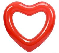 Heart Shaped Inflatable Swim Ring Giant Doughnut Pool Ring for Floating Relaxing Outdoor Beach Fun 110x100cm Red