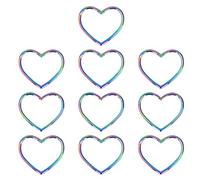Heart Shaped Iron Keychain Accessories, DIY Key Rings with Elegant Glossy Finish, Simple Firm Exquisite Modeling for Bag Pendant Waist Charm Craft Kit, 10 Pcs Pack (Multi Color)