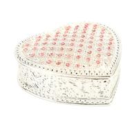 Heart Shaped Jewelry Box | Hollow Out Rhinestone Trinket Organizer for Rings/Earrings/Small Accessories | Wedding Birthday Keepsake Present Storage Box 3.14 x 3.14 x 1.18 in (Roseate Rhinestone)