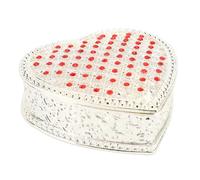 Heart Shaped Jewelry Box | Hollow Out Rhinestone Trinket Organizer for Rings/Earrings/Small Accessories | Wedding Birthday Keepsake Present Storage Box 3.14 x 3.14 x 1.18 in (Red Rhinestone)
