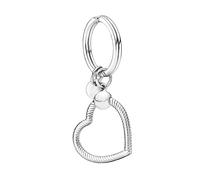 Heart Shaped Keyring Circle Charm Carrier Pendant 925 Silver Compatible with Pandora Charms, Silver Chain Bracelet, Trollbeads, Chamilia and Biagi.…