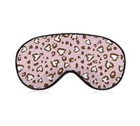 Heart Shaped Leopard Print Sleep Mask Pink Camouflage Blindfold for Sleeping Elastic Blackout Eye Mask Cover for Full Night's Sleep Travel and Nap