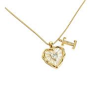 Heart Shaped Letters Micro Pave Chain Necklace, 18K Gold Plated Initial Heart Letter Pendant A-Z with CZ & Mother of Pearl,Personalized Chain Jewelry Gift for Women Daily Wear (I)