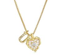 Heart Shaped Letters Micro Pave Chain Necklace, 18K Gold Plated Initial Pendant Personalized A-Z 26 Alphabet Charm Choker Necklaces Heart Inlaid Jewelry Gifts for Women (U)