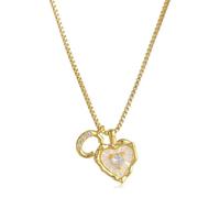 Heart Shaped Letters Micro Pave Chain Necklace, 18K Gold Plated Initial Pendant Personalized A-Z 26 Alphabet Charm Choker Necklaces Heart Inlaid Jewelry Gifts for Women (C)