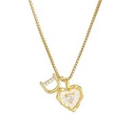 Heart Shaped Letters Micro Pave Chain Necklace, 18K Gold Plated Initial Pendant Personalized A-Z 26 Alphabet Charm Choker Necklaces Heart Inlaid Jewelry Gifts for Women (D)