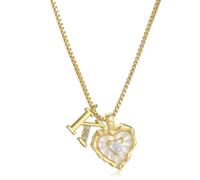 Heart Shaped Letters Micro Pave Chain Necklace, 18K Gold Plated Initial Pendant Personalized A-Z 26 Alphabet Charm Choker Necklaces Heart Inlaid Jewelry Gifts for Women (K)