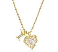 Heart Shaped Letters Micro Pave Chain Necklace, 18K Gold Plated Initial Pendant Personalized A-Z 26 Alphabet Charm Choker Necklaces Heart Inlaid Jewelry Gifts for Women (Y)