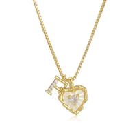 Heart Shaped Letters Micro Pave Chain Necklace, 18K Gold Plated Initial Pendant Personalized A-Z 26 Alphabet Charm Choker Necklaces Heart Inlaid Jewelry Gifts for Women (F)