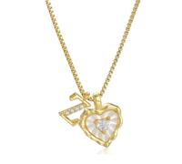 Heart Shaped Letters Micro Pave Chain Necklace, 18K Gold Plated Initial Pendant Personalized A-Z 26 Alphabet Charm Choker Necklaces Heart Inlaid Jewelry Gifts for Women (Z)