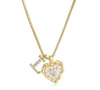 Heart Shaped Letters Micro Pave Chain Necklace, 18K Gold Plated Initial Pendant Personalized A-Z 26 Alphabet Charm Choker Necklaces Heart Inlaid Jewelry Gifts for Women (L)