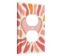 Heart Shaped Light Switch Cover Plate, Warm Tones for Home Decor, Ideal for Valentine's Day, Bohemian Style, Thermoplastic Wall Plate, Standard Size Single Duplex Outlet