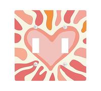 Heart Shaped Light Switch Cover Plate, Warm Tones for Home Decor, Ideal for Valentine's Day, Bohemian Style, Thermoplastic Wall Plate, Standard Size Double Toggle