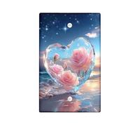 Heart Shaped Light Switch Cover Plates/Outlet Covers, Peach Roses in Crystal Design for Home Decor, Thermoplastic Wall Plates, Standard Size Blank Cover Plate