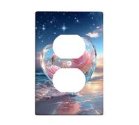 Heart Shaped Light Switch Cover Plates/Outlet Covers, Peach Roses in Crystal Design for Home Decor, Thermoplastic Wall Plates, Standard Size Single Duplex Outlet