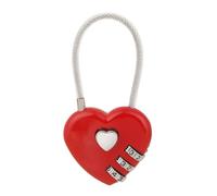 Heart Shaped Lock 3 Digit Password Padlock Travel Suitcase Locker Case Combination Lock Security Tool 1Pcs(Red)
