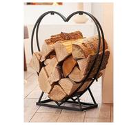 Heart-shaped Log Hoop Storage Holder, Heavy Duty Steel Wood Stacker for Fireplace Pit Indoor Outdoor, Firewood Log Rack