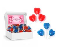 Heart Shaped Lollipop in Cherry,Blue Rspberry Flavour 5.2g With Gift Box - Love Hearts Lollies - Ideal For Weddings, Valentines, Party Bag fillers (150 x Lollipops, Mixed Lollipops)