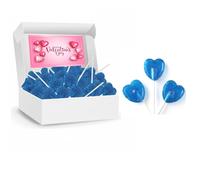 Heart Shaped Lollipop in Cherry,Blue Rspberry Flavour 5.2g With Gift Box - Love Hearts Lollies - Ideal For Weddings, Valentines, Party Bag fillers (150 x Lollipops, Blue Raspberry Heart Lollipops)