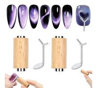 Heart-shaped magnet for cat eye gel nail polish, 2025 cat eye gel nail polish double-headed magnetic stick + Y-shaped wire, magnetic nail art tools, create stunning cat eye effect