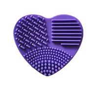Heart Shaped Makeup Foundation Brush Handheld Cleaner Silicone Cleaning Mat Cosmetic Tool Portable Travel Dormitory(Purple)
