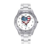 Heart Shaped Map of U.S. Watches Men Analog Quartz Wrist Watches Business Casual Fashion Steel Strap Watch