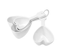 Heart Shaped Melamine Measuring Cups Set, Multi-Purpose Liquid and Dry Home Essentials Cooking and Baking Tools, White, Set of 4
