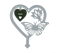Heart Shaped Memorial Decorated with Butterfly Flowers, Perfect Addition to Your Garden (MUM)