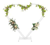 Heart Shaped Metal Stand, Wedding Arch Frame Balloon Stand, Background Stand for Decorating Wedding Birthday Party Anniversary Restaurant Church school Opening Ceremony, White, 207.5 x 21 x 210cm