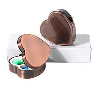 Heart-Shaped Mini Drug Storage Box (2 Pack), Elegant and Stylish Everyday Portable Pill (Antique Copper)