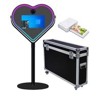 Heart-Shaped Mirror Photo Booth with RGB Light Selfie LED Frame Portable Touch Screen Magic Mirror Booth Machine for Party Events Wedding