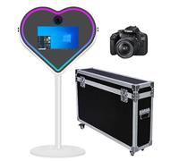 Heart-Shaped Mirror Photo Booth with RGB Light Selfie LED Frame Portable Touch Screen Magic Mirror Booth Machine for Party Events Wedding