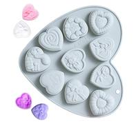 Heart Shaped Moulds for Baking, Heart Shaped Cake Chocolate Mould | Heart Shaped Mould with 10 Grids - Mould Heart Silicone Cake Chocolate Mould, Home Table Decorations Non-Stick for Bread, Mou